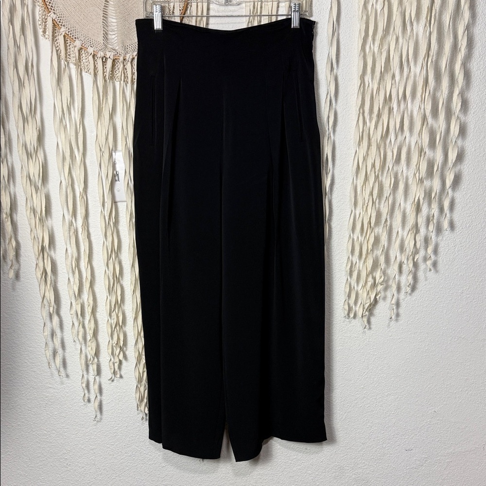 MaxMara Black High Rise Pleat Front Wide Leg Trouser Size US12